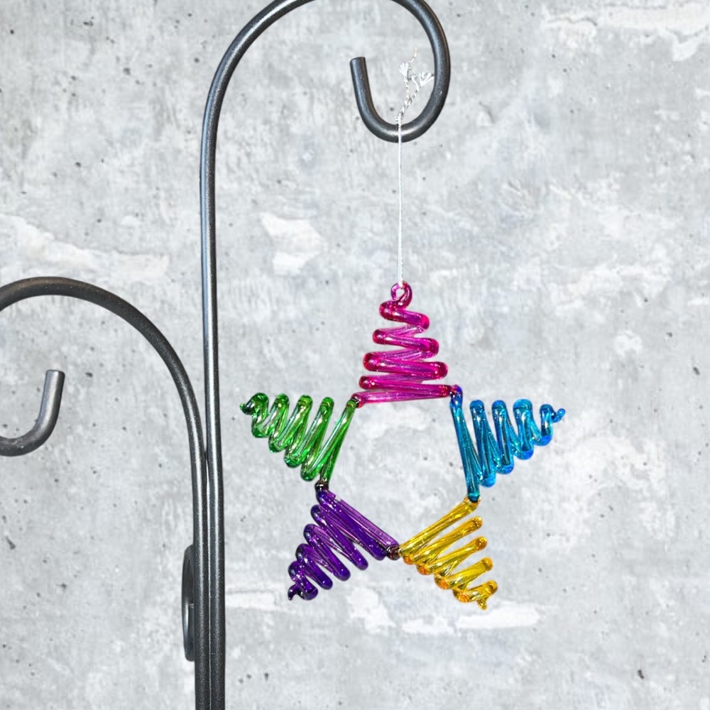 Pier 1 Star Ornament Glass Multi Colored